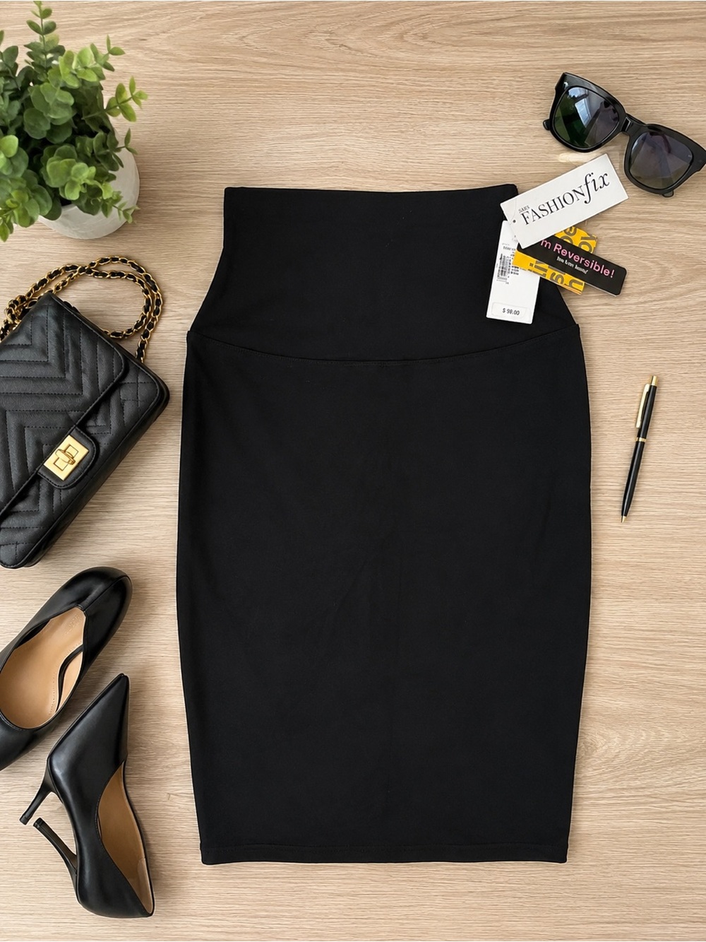 Saks Fifth Avenue Black High-Waist Pencil Skirt Size Medium